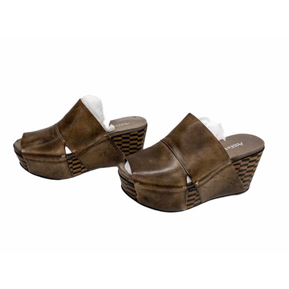 Antelope 869 Wide Banded Platform Mules 5 Women's Tan Brown - Picture 4 of 10